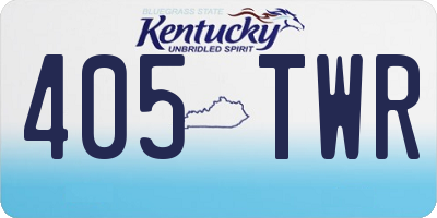 KY license plate 405TWR