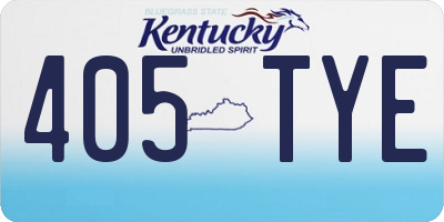 KY license plate 405TYE