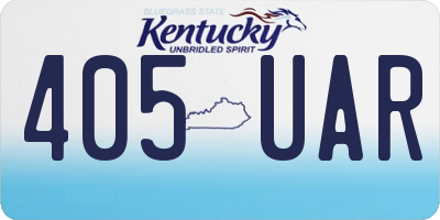 KY license plate 405UAR