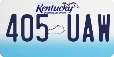 KY license plate 405UAW
