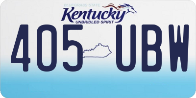 KY license plate 405UBW