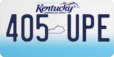 KY license plate 405UPE