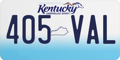 KY license plate 405VAL
