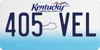 KY license plate 405VEL