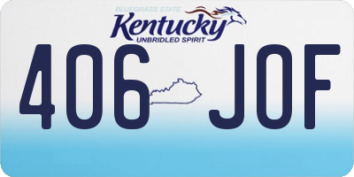 KY license plate 406JOF