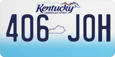 KY license plate 406JOH