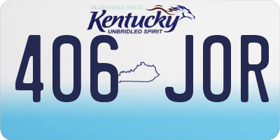 KY license plate 406JOR