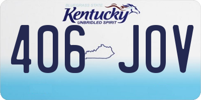 KY license plate 406JOV