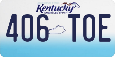 KY license plate 406TOE