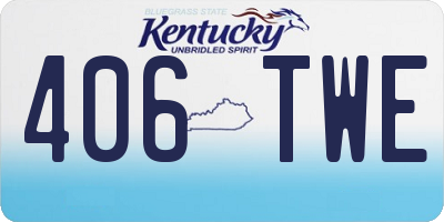 KY license plate 406TWE