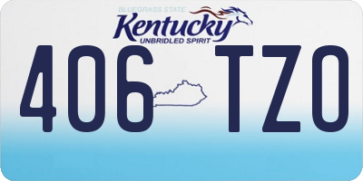 KY license plate 406TZO