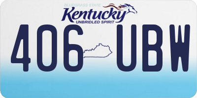 KY license plate 406UBW