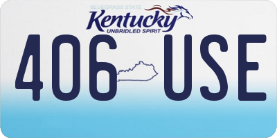 KY license plate 406USE