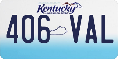 KY license plate 406VAL
