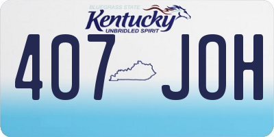 KY license plate 407JOH