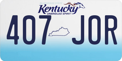 KY license plate 407JOR
