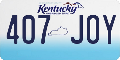 KY license plate 407JOY