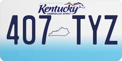 KY license plate 407TYZ
