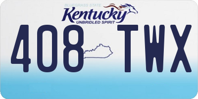 KY license plate 408TWX