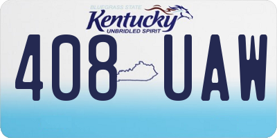 KY license plate 408UAW