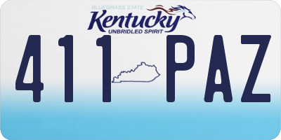 KY license plate 411PAZ