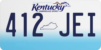 KY license plate 412JEI
