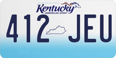 KY license plate 412JEU