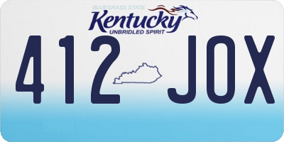 KY license plate 412JOX