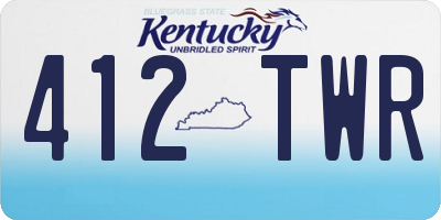 KY license plate 412TWR