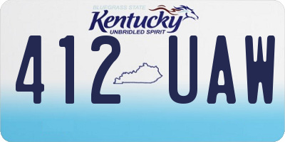 KY license plate 412UAW