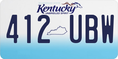 KY license plate 412UBW