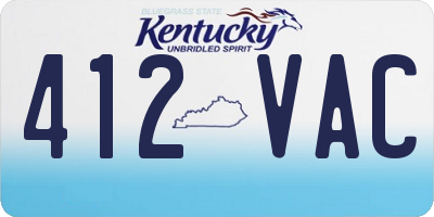 KY license plate 412VAC
