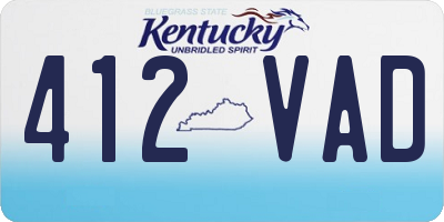 KY license plate 412VAD
