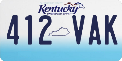 KY license plate 412VAK