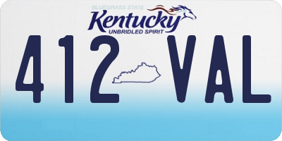KY license plate 412VAL