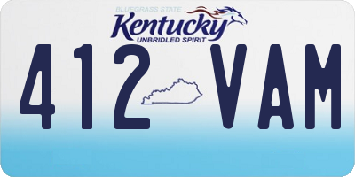 KY license plate 412VAM