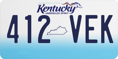 KY license plate 412VEK