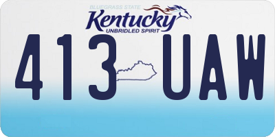 KY license plate 413UAW