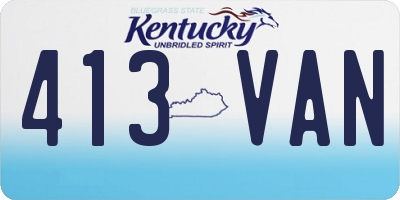 KY license plate 413VAN
