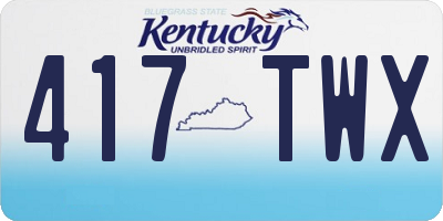 KY license plate 417TWX