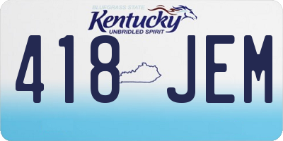 KY license plate 418JEM