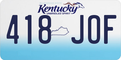 KY license plate 418JOF