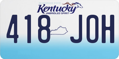 KY license plate 418JOH