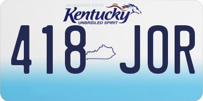 KY license plate 418JOR