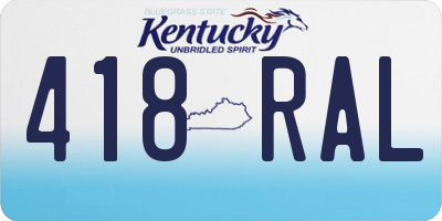 KY license plate 418RAL