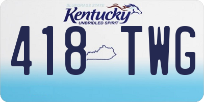 KY license plate 418TWG