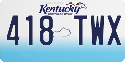 KY license plate 418TWX