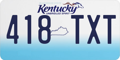 KY license plate 418TXT
