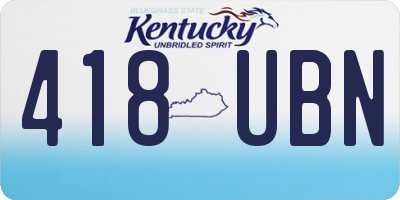 KY license plate 418UBN