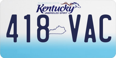 KY license plate 418VAC